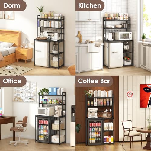 Home Bar Setup - Black Metal Multi-Functional Storage Rack For