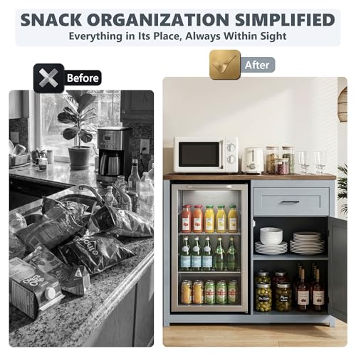 Home Bar Shelf - Farmhouse-Style 41.7 Inch Blue Gray Coffee