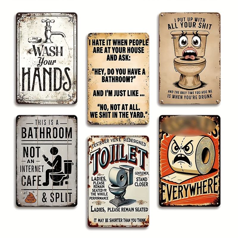 Home Bar Setup - Set of 6, Fun Quotes Metal