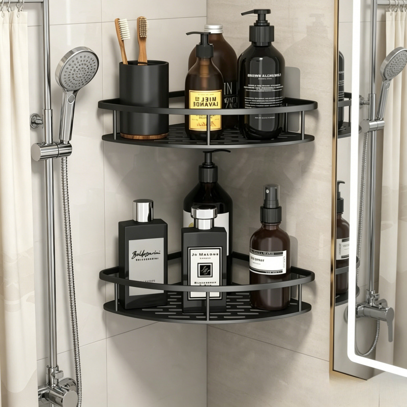 Home Bar Shelf - Wall Mount Corner Shower Storage Rack,
