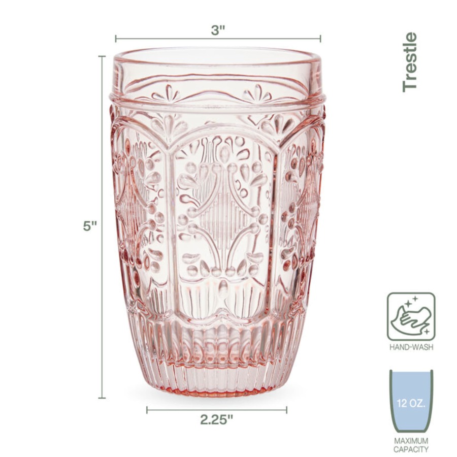 Trestle 12 oz Blush Highball G - đánh giá và giá Highball Glass Set