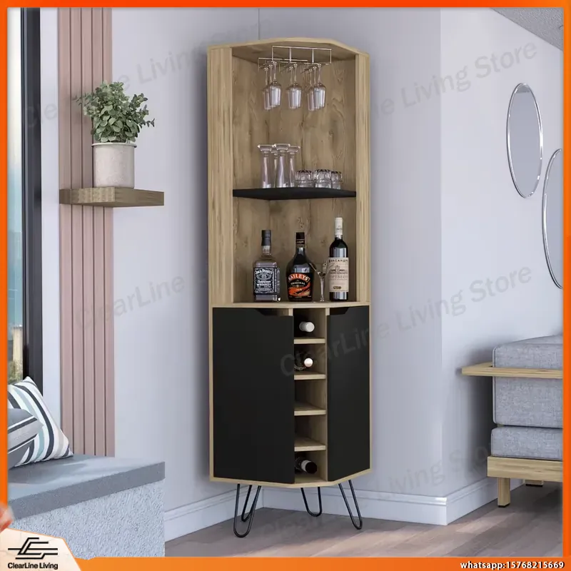 Corner Bar Cabinet with 6 Buil - đánh giá và giá Home Bar Shelf