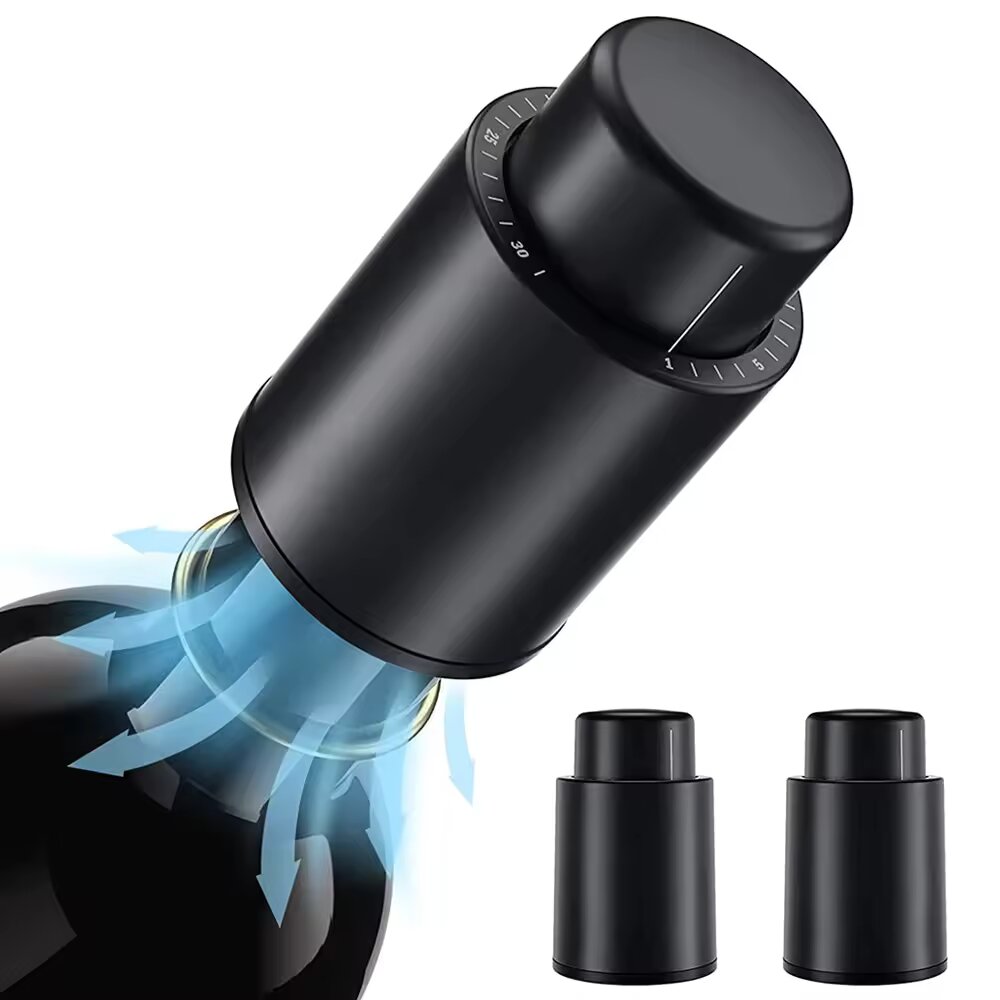 Black Vacuum-Sealed Wine Bottl - đánh giá và giá Wine Preservation Pump