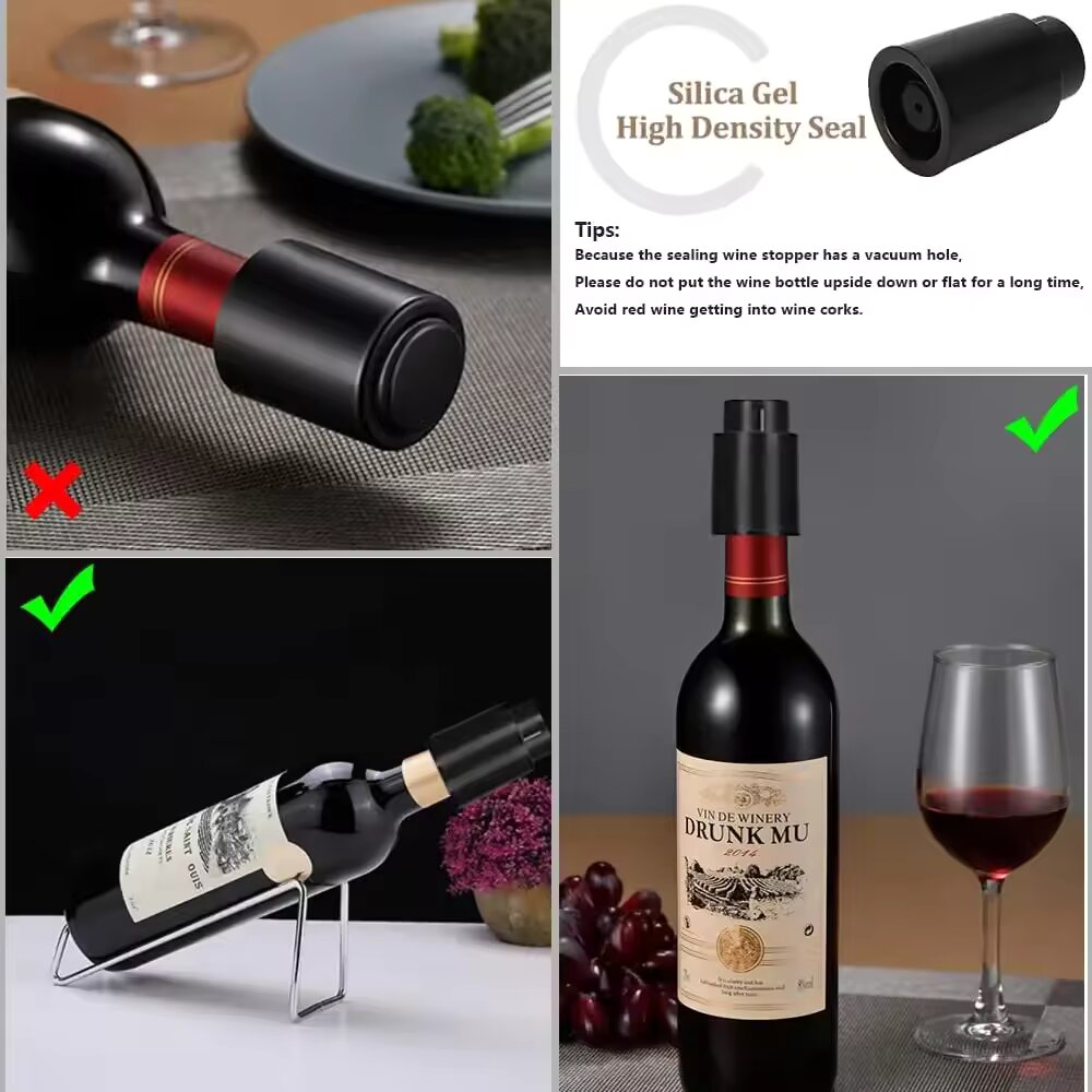 Black Vacuum-Sealed Wine Bottl - đánh giá và giá Wine Preservation Pump