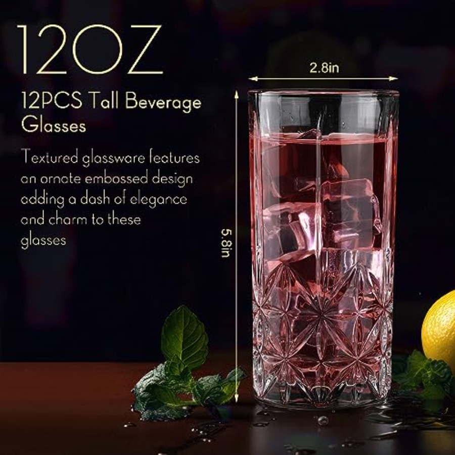 Set of 12 Tall Highball Glasse - đánh giá và giá Highball Glass Set