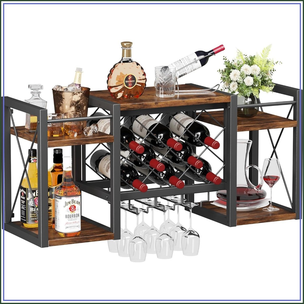 Wall Mounted Wine Rack with Gl - đánh giá và giá Home Bar Shelf