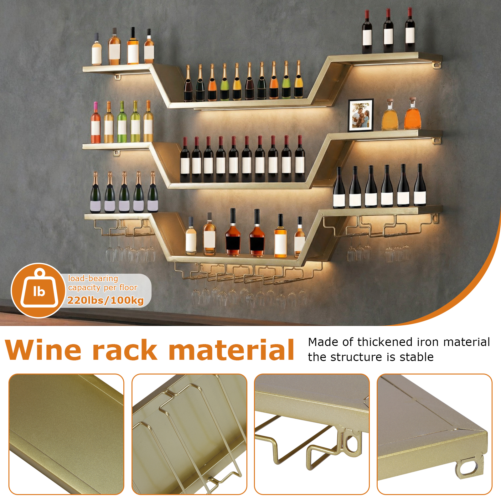 47/55inch Modern LED Wine Rack - đánh giá và giá Home Bar Shelf