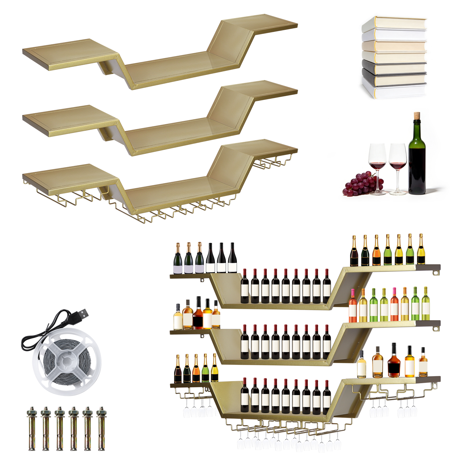 47/55inch Modern LED Wine Rack - đánh giá và giá Home Bar Shelf