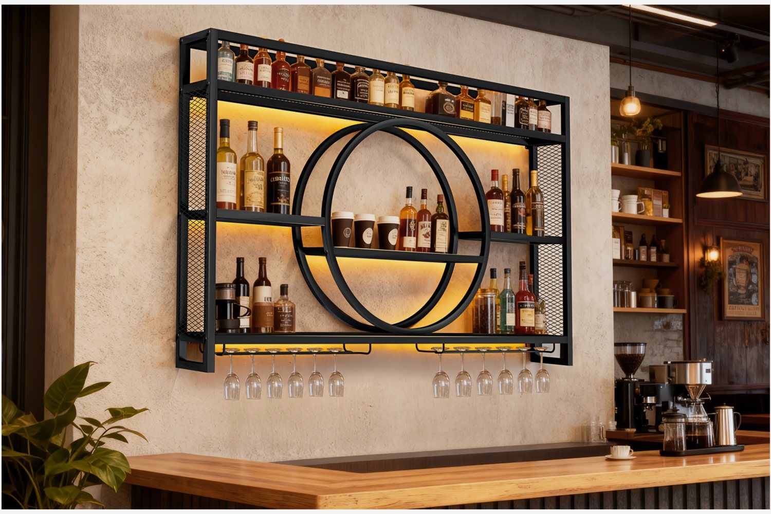 Stylish 3-Tier Wall-Mounted Me - đánh giá và giá Home Bar Shelf