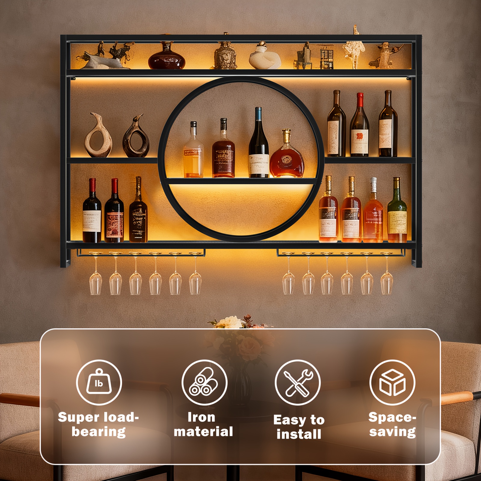Stylish 3-Tier Wall-Mounted Me - đánh giá và giá Home Bar Shelf
