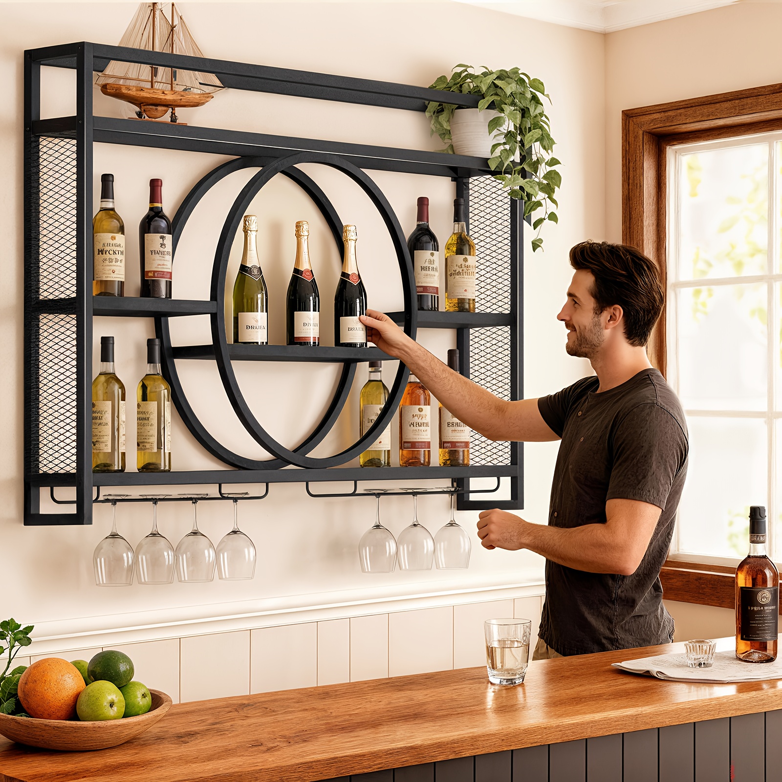 Stylish 3-Tier Wall-Mounted Me - đánh giá và giá Home Bar Shelf