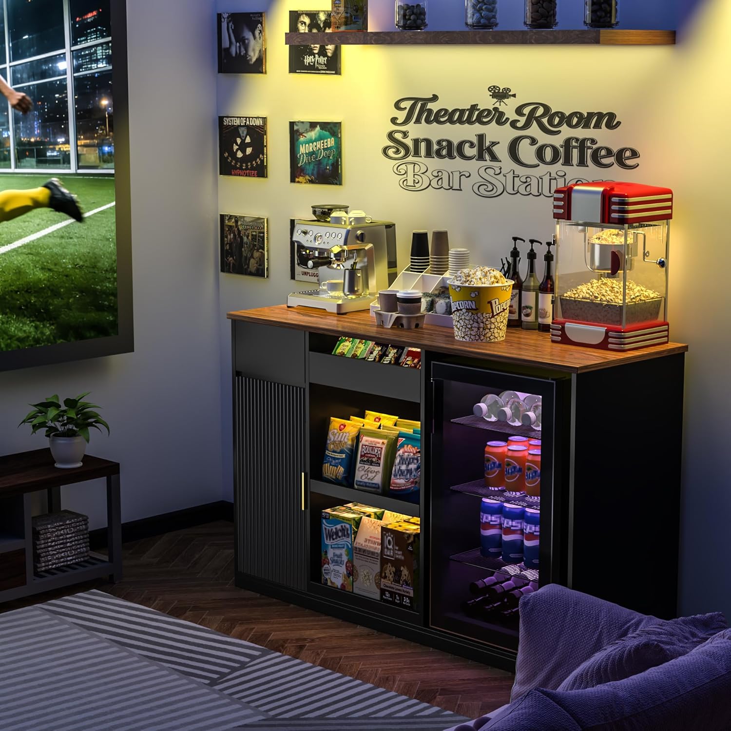 Snack Bar Cabinet with Fridge  - đánh giá và giá Home Bar Shelf