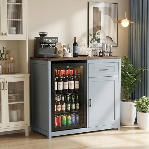 Farmhouse-Style 41.7 Inch Blue - đánh giá và giá Home Bar Shelf