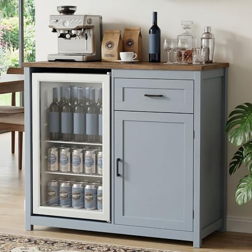 Farmhouse-Style 41.7 Inch Blue - đánh giá và giá Home Bar Shelf