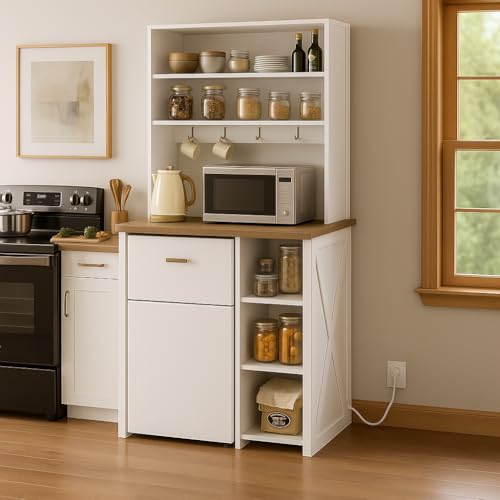 White Farmhouse-Style 6-Tier S - đánh giá và giá Home Bar Shelf